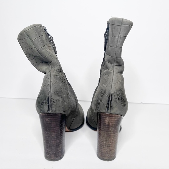 Sam Edelman Reyes Gray Leather Snakeskin Heeled Boots Size 8 Women’s - Picture 5 of 5